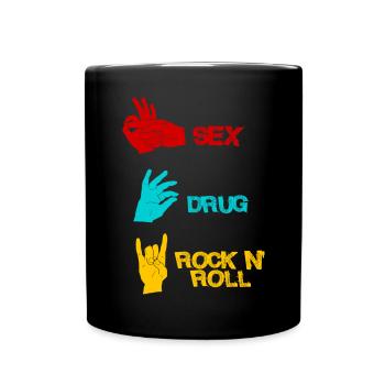 Sex Drugs Rocknroll Schädel Iro Punk Rock Musik - Tasse einfarbig - Schwarz - Vorne