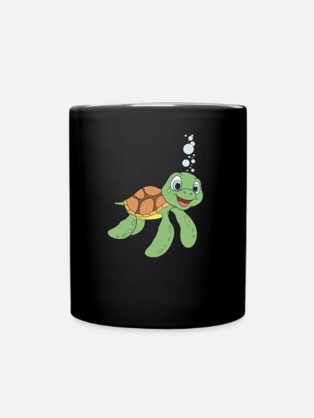 Tortue mignonne dans le style bande dessinée - Mug uni - noir