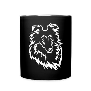 Sheltie Kopf "Black Edition" - Tasse einfarbig - Schwarz - Vorne