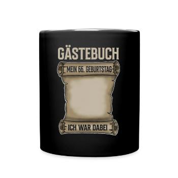 66. Geburtstag Gästebuch - Tasse einfarbig - Schwarz - Vorne