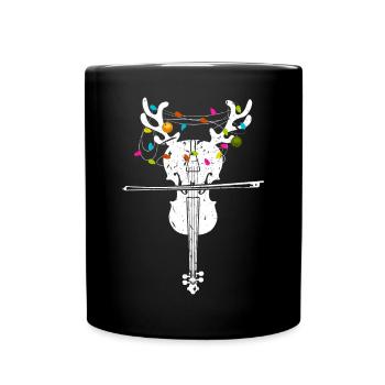 Xmas Violinist Rentier Weihnachtsgeige - Tasse einfarbig - Schwarz - Vorne