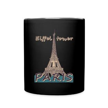 Ich liebe Paris und Eiffelturm Bonjour aus Frankre - Tasse einfarbig - Schwarz - Vorne