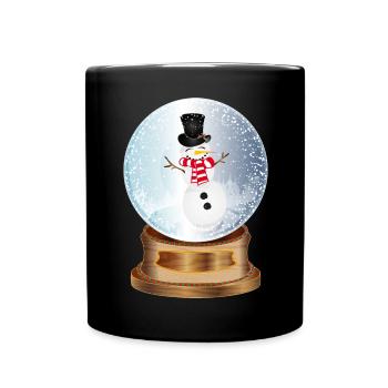 Belle boule à neige nostalgique avec bonhomme de neige - Mug uni - noir - Devant