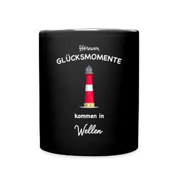 Sylt, Hörnum, Surfer, Kiter, Segler, Wassersport - Tasse einfarbig - Schwarz - Vorne