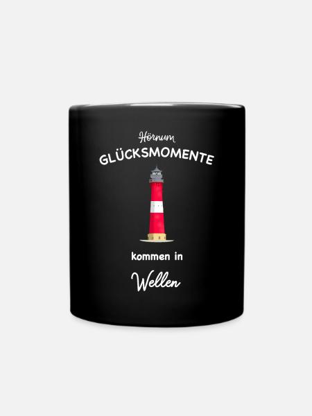 Sylt, Hörnum, Surfer, Kiter, Segler, Wassersport - Tasse einfarbig - Schwarz