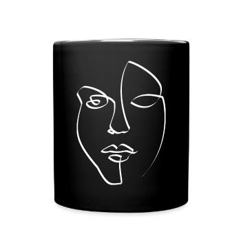 Gesicht - Tasse einfarbig - Schwarz - Vorne