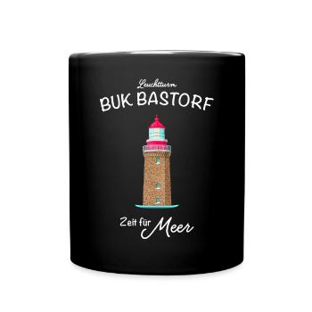 Leuchtturm Buk Bastorf, Ostsee, Zeit für Meer - Tasse einfarbig - Schwarz - Vorne