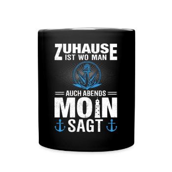 Moin Norddeutschland Ostfriesland - Tasse einfarbig - Schwarz - Vorne