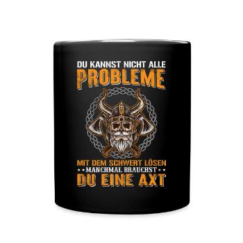 Axt Nordmann Wikinger Schwert - Tasse einfarbig - Schwarz - Vorne