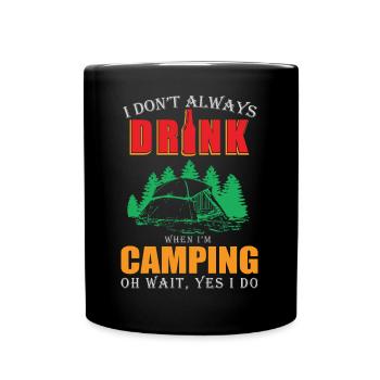 Camping Camper Outdoor Sommer Design - Tasse einfarbig - Schwarz - Vorne