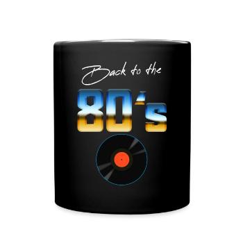 Retro 80er Jahre Kostüm - Tasse einfarbig - Schwarz - Vorne