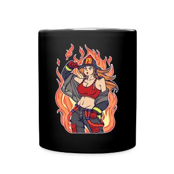 Volunteer fire brigade fire burning lifesavers - Full Colour Mug - black - Front