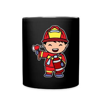 Casque d’extincteur volontaire des pompiers - Mug uni - noir - Devant