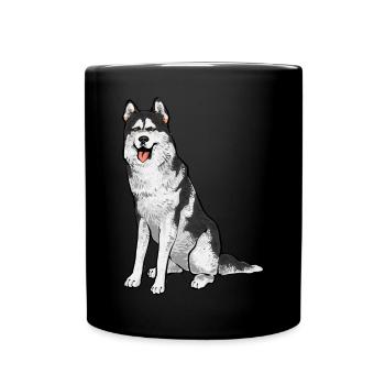 Alaskan Malamute Hund - Tasse einfarbig - Schwarz - Vorne