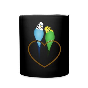 Budgerigar Paire Coeur - Mug uni - noir - Devant
