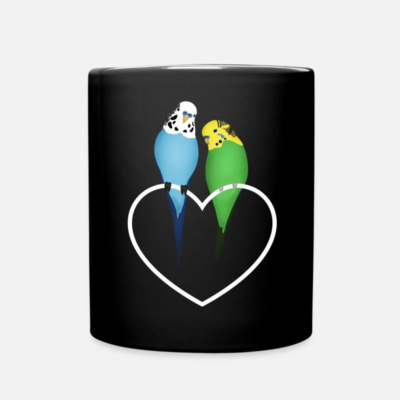 Wellensittich Paar Herz - Tasse einfarbig - Schwarz