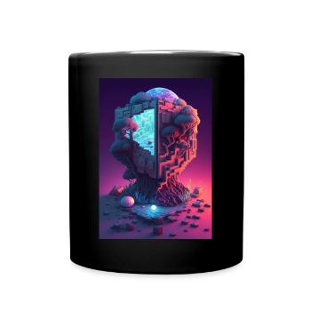 Voxel Vaporwave Neon Futuristisch Fantasie Gaming - Tasse einfarbig - Schwarz - Vorne