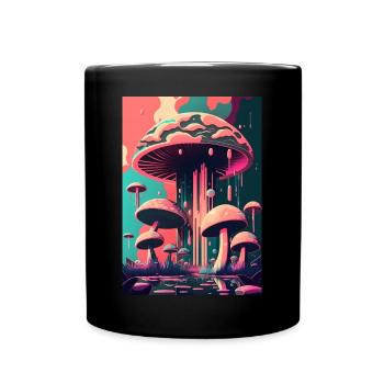 Champignon Neon Vaporwave Natural - Mug uni - noir - Devant