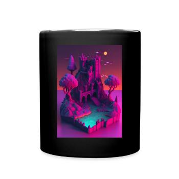 Voxel Vaporwave Neon Futuristisch Fantasie Gaming - Tasse einfarbig - Schwarz - Vorne