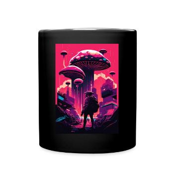 Pilz Neon Vaporwave Natur Technocrat Hacker Techie - Tasse einfarbig - Schwarz - Vorne