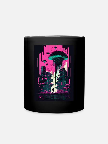 Pilz Neon Vaporwave Natur Technocrat Hacker Techie - Tasse einfarbig - Schwarz
