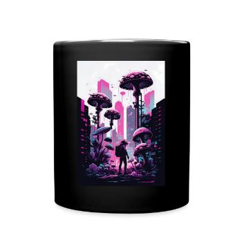 Pilz Neon Vaporwave Natur Technocrat Hacker Techie - Tasse einfarbig - Schwarz - Vorne