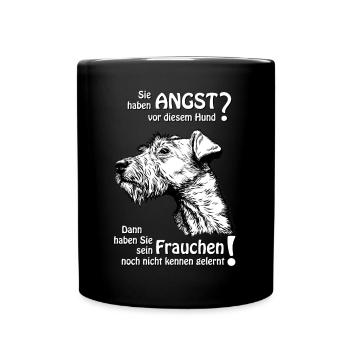 Angst vor Irish Terrier? Frauchen - Tasse einfarbig - Schwarz - Vorne