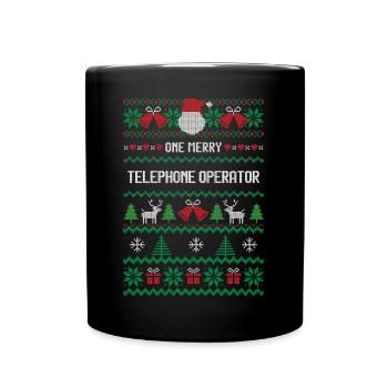 One Merry Telephone Operator - Full Colour Mug - black - Front