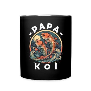 Papa Koi Japanischer Vatertag - Tasse einfarbig - Schwarz - Vorne