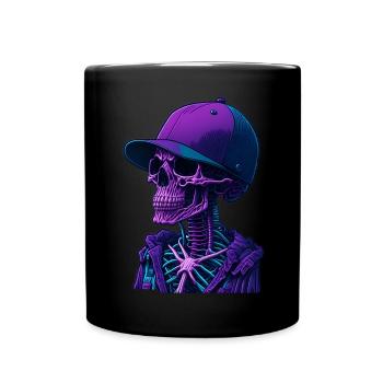 Skelett mit Kappe - Tasse einfarbig - Schwarz - Vorne