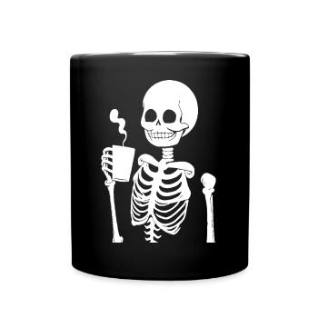 Sarcastique Drôle Squelette Buvant du café expresso - Mug uni - noir - Devant