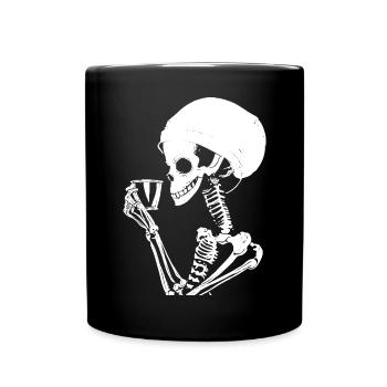 Sarcastic Funny Skeleton Drinking Espresso Coffee - Full Colour Mug - black - Front