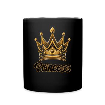 PRINCESS MOTIV MIT GROSSER GOLDENER KRONE - Tasse einfarbig - Schwarz - Vorne
