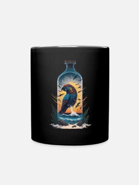 Papagei Flasche - Tasse einfarbig - Schwarz