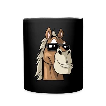 Cooles Pferd mit Sonnenbrille - Tasse einfarbig - Schwarz - Vorne