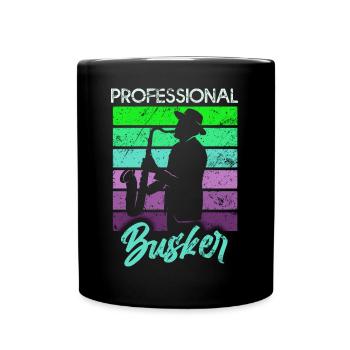 Straßenmusiker Professioneller Straßenmusiker Saxophon Saxophon - Tasse einfarbig - Schwarz - Vorne