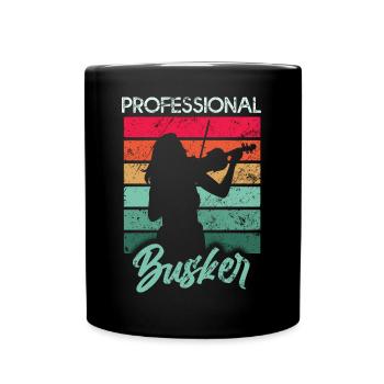 Straßenmusiker Professioneller Straßenmusiker Geige Retro Musiker - Tasse einfarbig - Schwarz - Vorne
