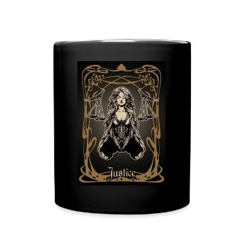 Gerechtigkeit Tarotkarte - Tasse einfarbig - Schwarz - Vorne