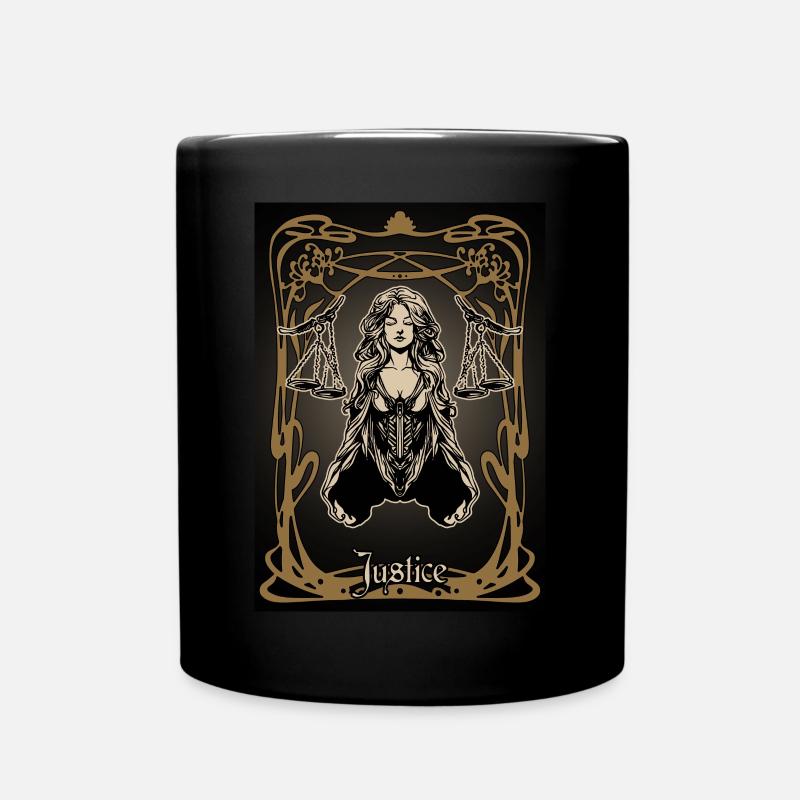 Gerechtigkeit Tarotkarte - Tasse einfarbig - Schwarz