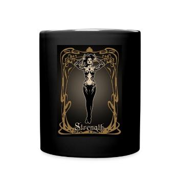 Stärke Tarotkarte - Tasse einfarbig - Schwarz - Vorne