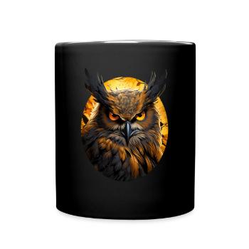 Eule - Tasse einfarbig - Schwarz - Vorne