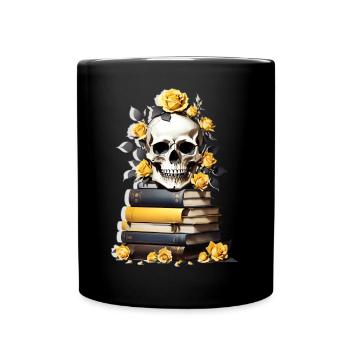 Pile de livres avec crâne - Mug uni - noir - Devant