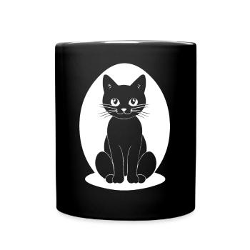Funny Cat Silhouette Cheeky Fun Cats - Full Colour Mug - black - Front