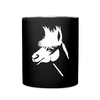Lustige Lama-Silhouette Freche Spaß-Lamas - Tasse einfarbig - Schwarz - Vorne