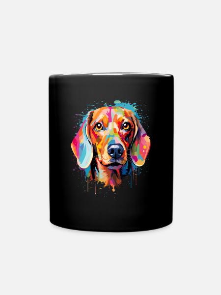 Dackel Colorful - Tasse einfarbig - Schwarz