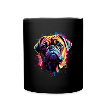 Mops Colorful - Tasse einfarbig - Schwarz - Vorne