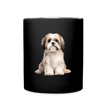 Shih Tzu - Tasse einfarbig - Schwarz - Vorne