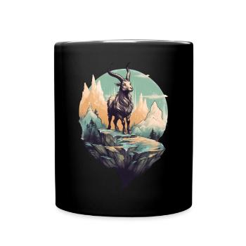 Mythischer Bergziege auf Flyerfelsen - Tasse einfarbig - Schwarz - Vorne