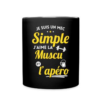 Musculation - Mec simple aime la muscu et l'apéro - Mug uni - noir - Devant