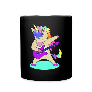 Licorne avec guitare | photos drôles, concert - Mug uni - noir - Devant